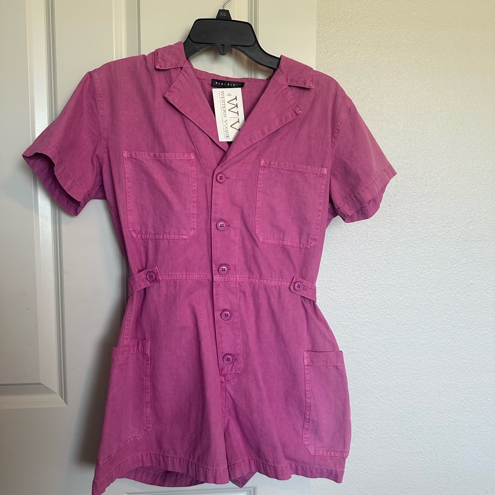 Pink Denim Romper
